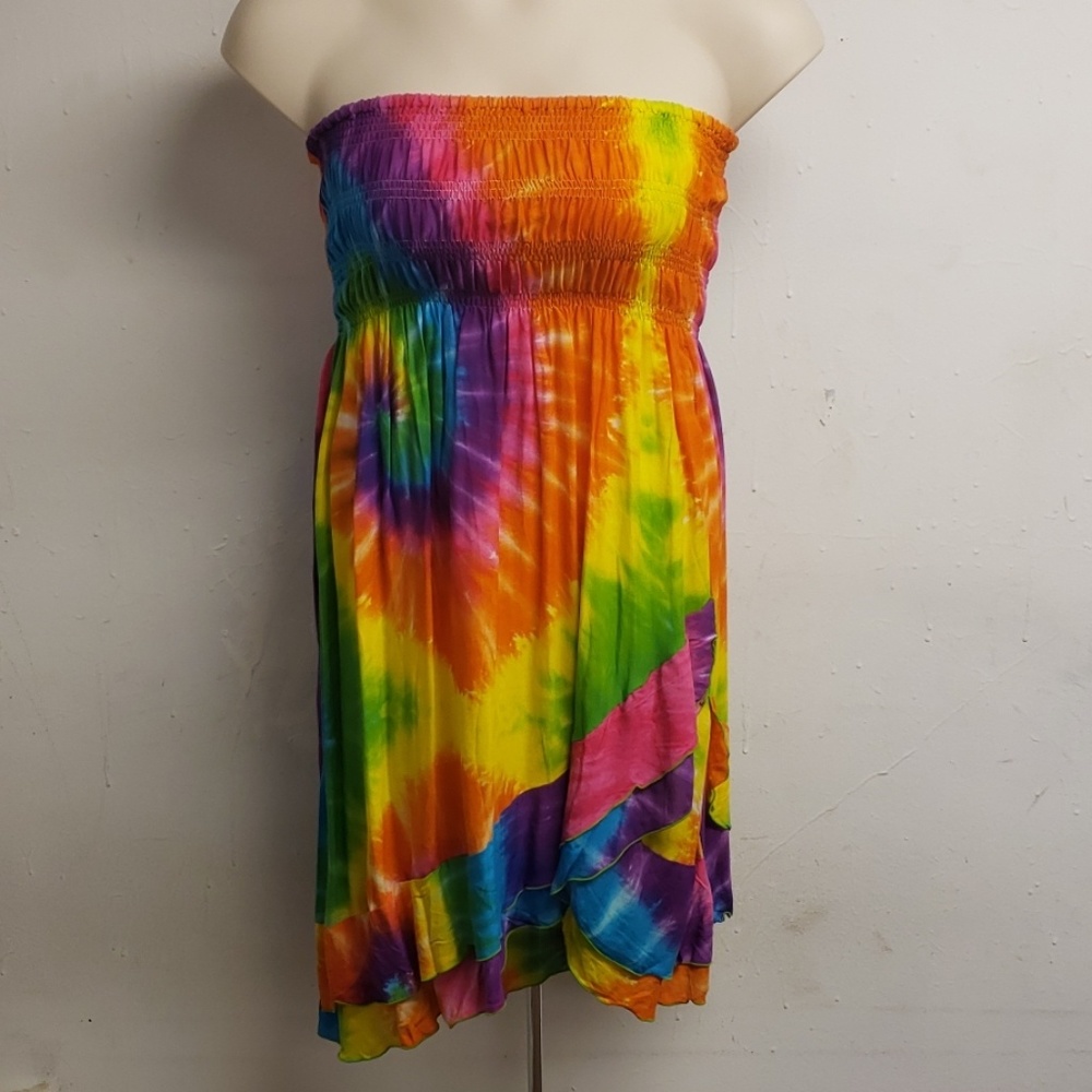 Peaceful People Tie Dye Strapless Summer Dress